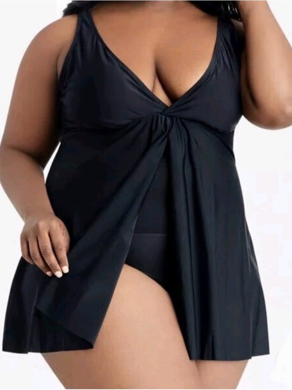 Nicole Miller Women Size Plus 3X Black 1PC Flyaway Swimdress Swimsuit